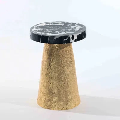 Lunares Bianco Nero Accent Table In Gold
