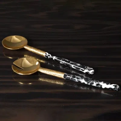 Lunares Bianco Nero Salad Servers