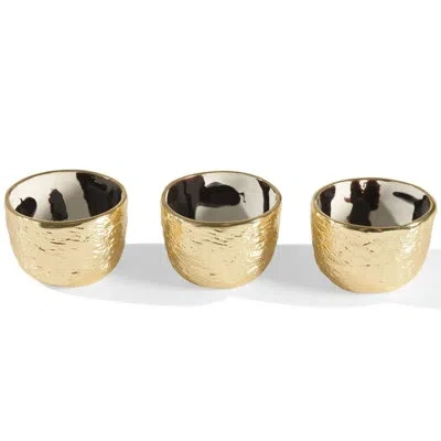 Lunares Bianco Nero Snack Bowl In Gold,black,white