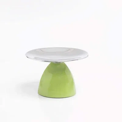 Lunares Cake Pedestal Small In Pistachio,white,silver