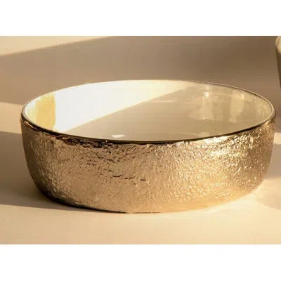 Lunares Dansbury Bowl Medium In Antique Silver,taupe,white