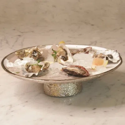 Lunares Dansbury Cake Pedestal In Antique Silver,taupe,white