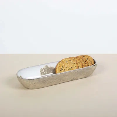Lunares Dansbury Cracker Dish In Antique Silver,taupe,white