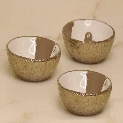 Lunares Dansbury Snack Bowl In Antique Silver,taupe,white