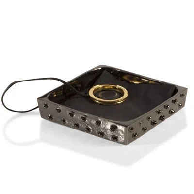 Lunares Djembe Cocktail Napkin Holder In Gold,dark Bronze