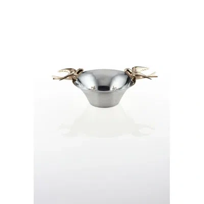 Lunares Dove Metal Abstract Sleek Decorative Bowl In Silver/gold