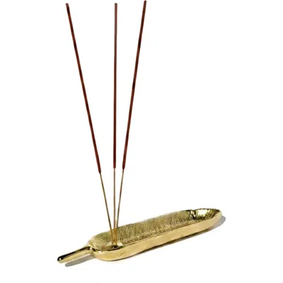 Lunares Feather Incense Holder In Gold
