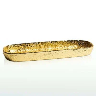 Lunares Feathers Aluminum Desk Pad In Gold