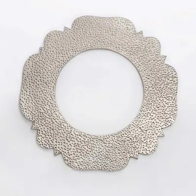 Lunares Feathers Metal Abstract Charger In Silver Nickel