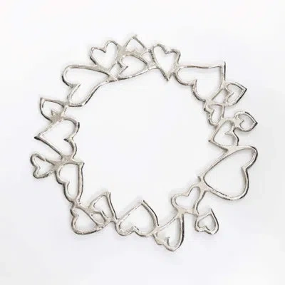 Lunares Feathers Metal Abstract Charger In Silver Nickel