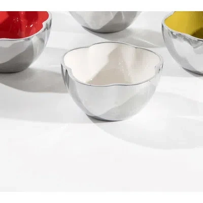 Lunares Fiore Bowl Extra Large In Silver,white