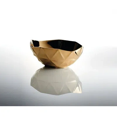 Lunares Geo Metal Abstract Posh & Luxe Decorative Bowl In Gold