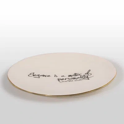 Lunares Large Platter With Quote In Goldplate,black,oyster