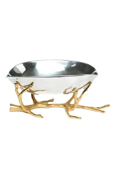Lunares Manzanita Low Pedestal Bowl In Gold