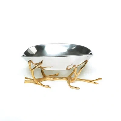 Lunares Manzanita Metal Abstract Posh & Luxe Decorative Bowl In Silver/gold