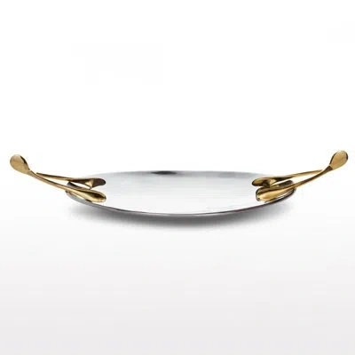 Lunares Metal Abstract Posh & Luxe Decorative Plate In Silver/gold