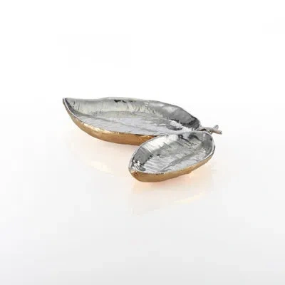 Lunares Metal Abstract Posh & Luxe Decorative Plate In Silver/gold
