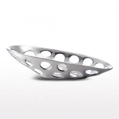 Lunares Metal Oval Posh & Luxe Decorative Plate In Silver