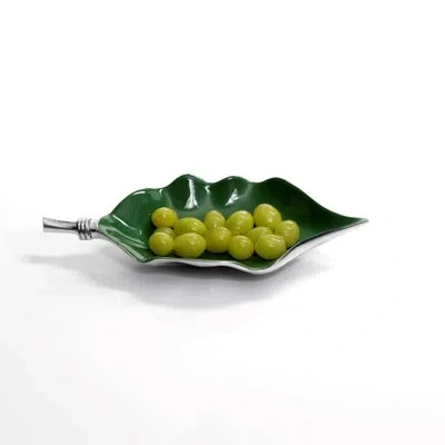 Lunares Natura Platter Medium In Green,white,silver