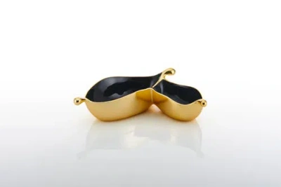 Lunares Pod Double Snack Graphite Bowl In Gold