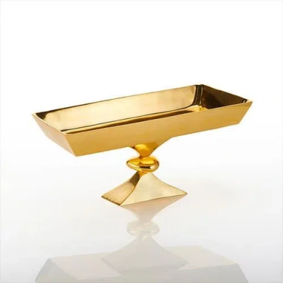 Lunares Rock Rectangle Pedestal Bowl In Gold