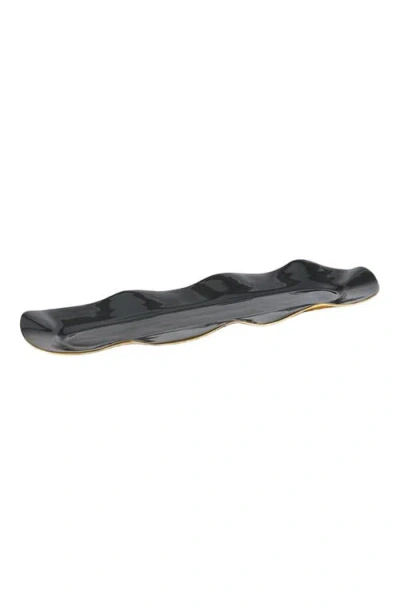 LUNARES LUNARES RUFFLED GRAPHITE LONG TRAY