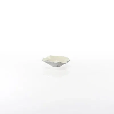 Lunares Ruffled Metal Abstract Posh & Luxe Decorative Bowl In Oyster