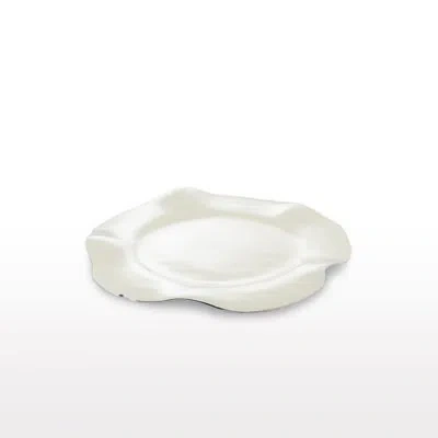 Lunares Ruffled Metal Abstract Posh & Luxe Decorative Plate In Oyster