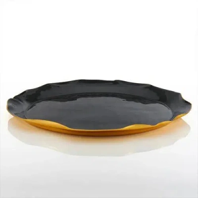 Lunares Ruffled Oval Platter In Gray