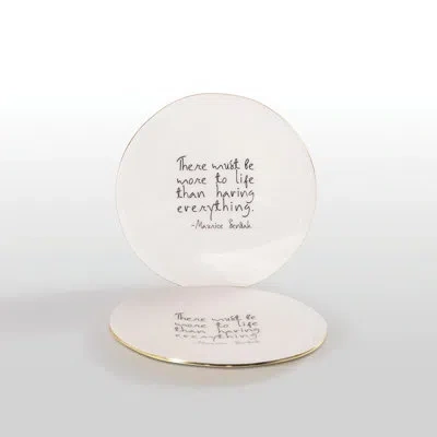 Lunares Small Round Plate With Quote In Black,white