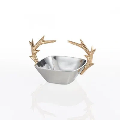 Lunares Staghorn Metal Abstract Posh & Luxe Decorative Bowl In Silver/gold