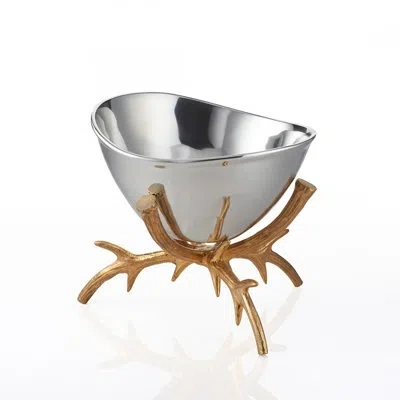 Lunares Staghorn Metal Abstract Posh & Luxe Decorative Bowl In Silver/gold