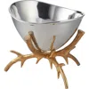 Lunares Staghorn Pedestal Bowl In Silver