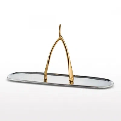 Lunares Wishbone Passing Platter In Gold,silver