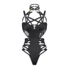 Lunatic Femme Women's Déjà Vu Cupped Black Bodysuit With Harness In Black