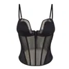 Lunatic Femme Women's Black Double Entendre Bustier W/ Detachable Cups In Black