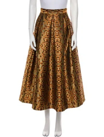 Pre-owned Lunatica Milano Animal Print Midi Length Skirt In Green