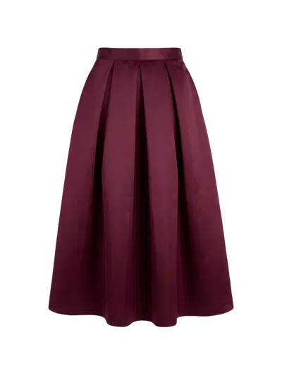 Lunatica Milano Duchesse Pleated Midi Skirt In Red