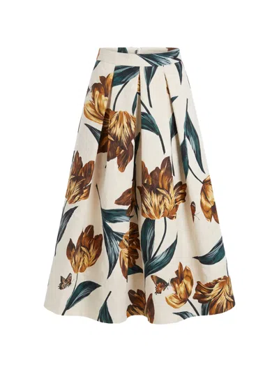 Lunatica Milano Eterea Floral-print Jacquard Midi Skirt In White