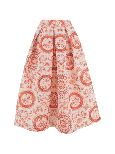 Lunatica Milano Flared Fantasy-print Skirt In Pink