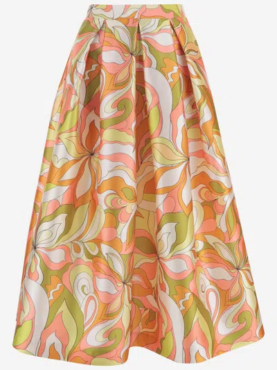 Lunatica Milano Flared Skirt With Fantasy Print In Multi