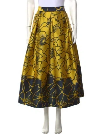 Pre-owned Lunatica Milano Floral Print Long Skirt W/ Tags In Yellow