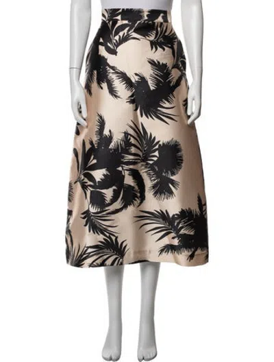 Pre-owned Lunatica Milano Floral Print Midi Length Skirt In Neutrals