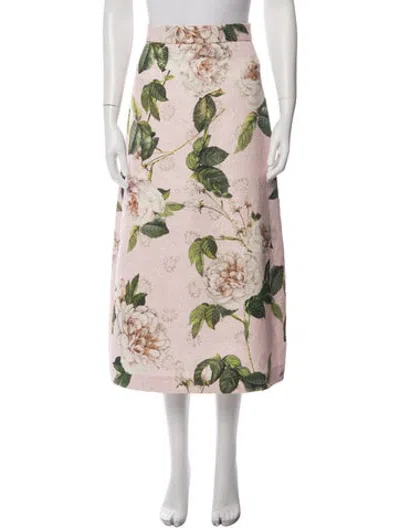 Pre-owned Lunatica Milano Floral Print Midi Length Skirt In Pink
