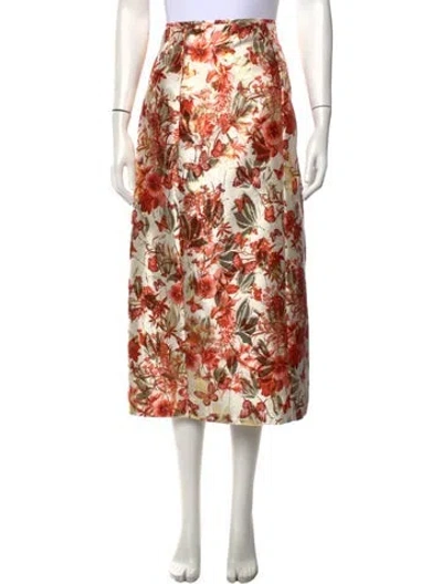 Pre-owned Lunatica Milano Floral Print Midi Length Skirt W/ Tags In Red