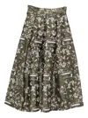 Lunatica Milano Floral Print Skirt In Green