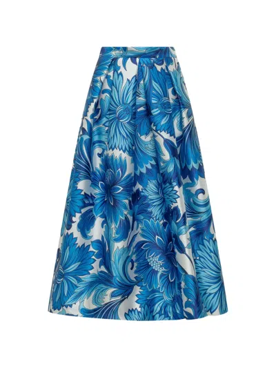 Lunatica Milano Floral Skirt In Blue