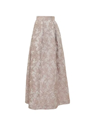 Lunatica Milano Floral-jacquard Pleated Maxi Skirt In Neutral