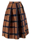 Lunatica Milano Grid-pattern Midi Skirt In Brown