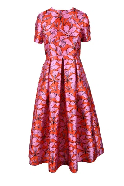 Lunatica Milano Long Dress With Pockets - Multicolor In Red